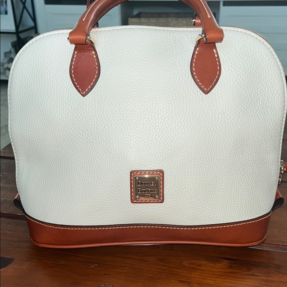 Dooney & Bourke Sorrento Top Zip Satchel White Pebble Leather